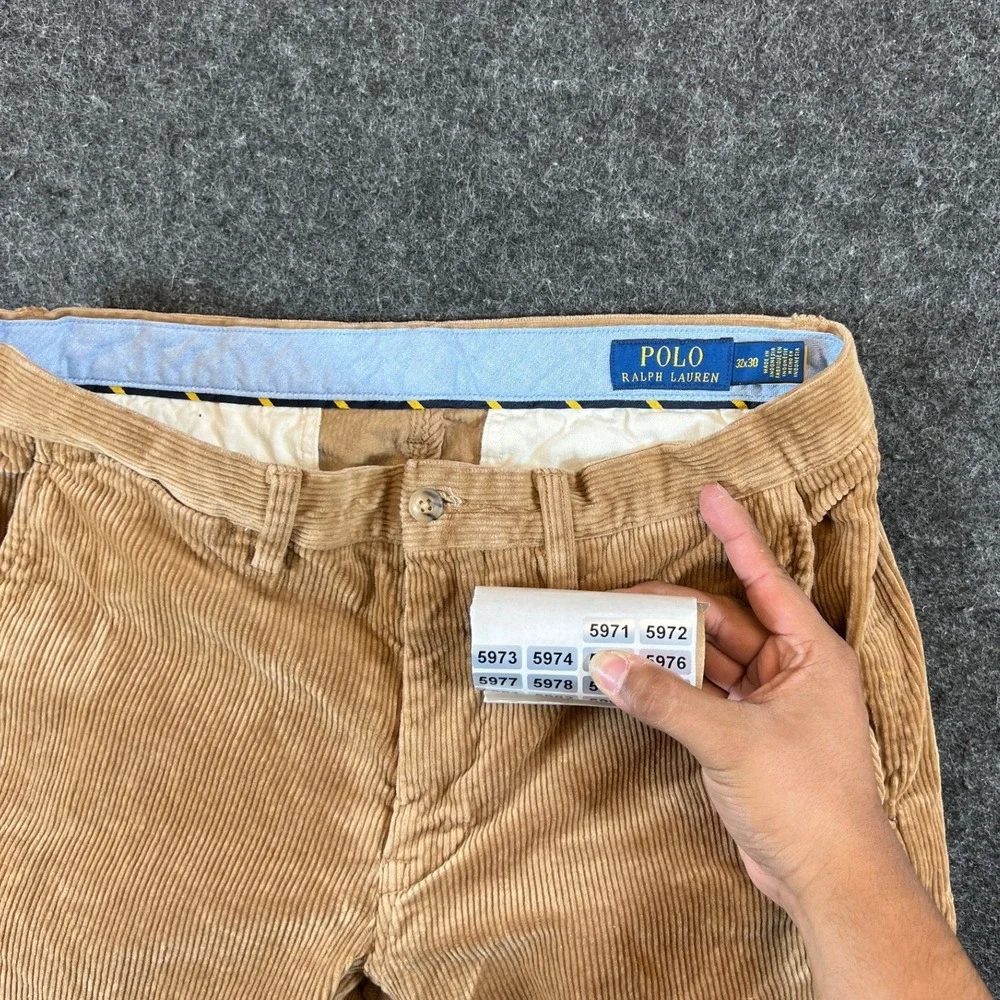Polo Ralph Lauren Mens Bedford Corduroy Pants Tan Brown 32x30 Stretch Trousers